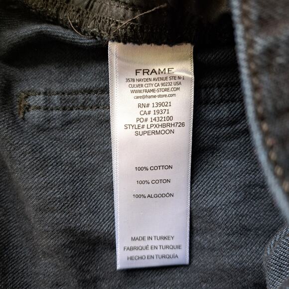 FRAME Pixie High Rise Baggy Wide Leg Jeans Released Hem Dark Wash Supermoon 28 - Picture 10 of 12